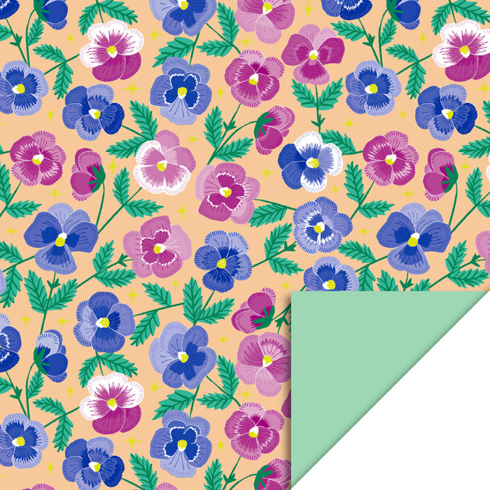 Inpakpapier mint met viooltjes