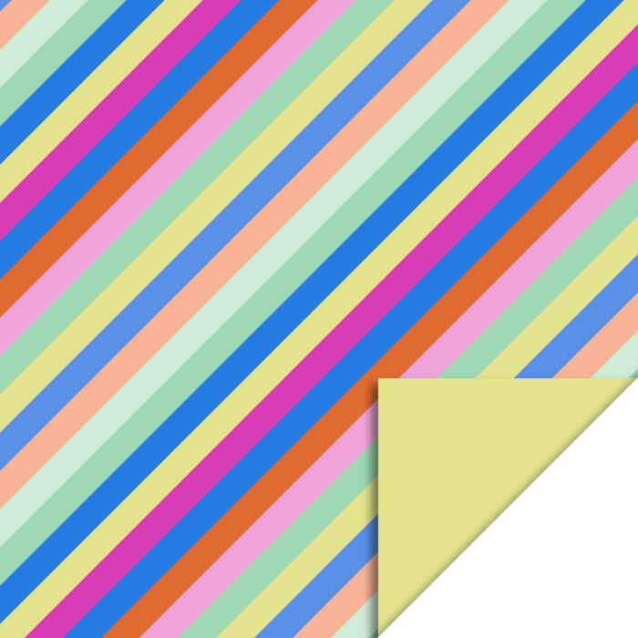 Inpakpapier geel met veelkleurige strepen