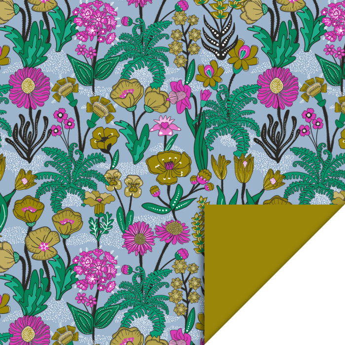 Inpakpapier olijf met vintage bloemen