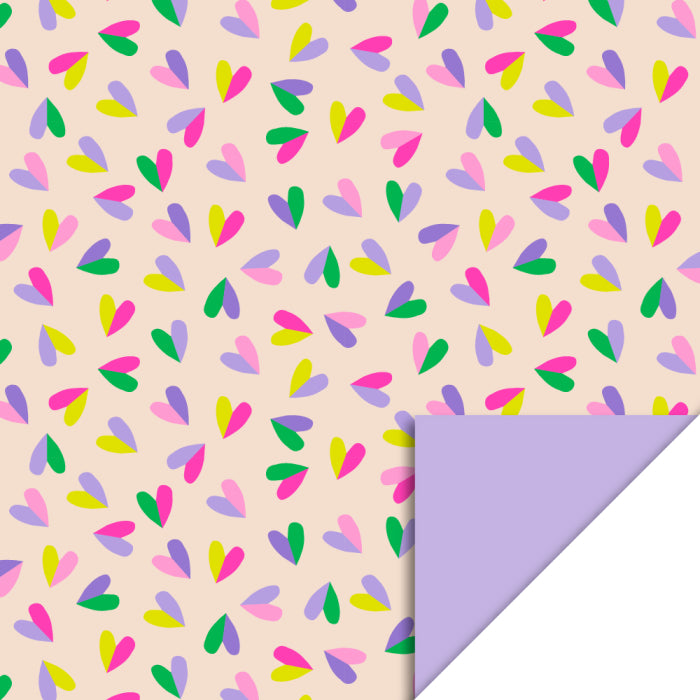 Inpakpapier lila met hartjes