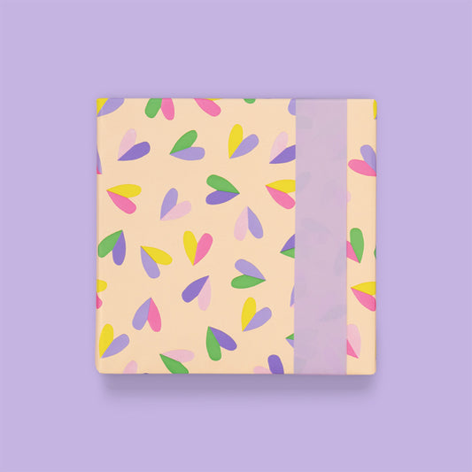 Inpakpapier lila met hartjes
