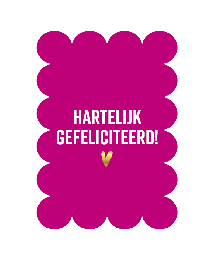 Wenskaart - Roze met hartelijk gefeliciteerd