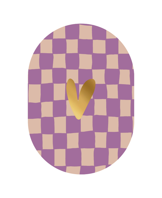 Wenskaart - Hartje met paarse blokjes