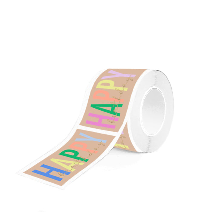 Sticker happy birthday goud