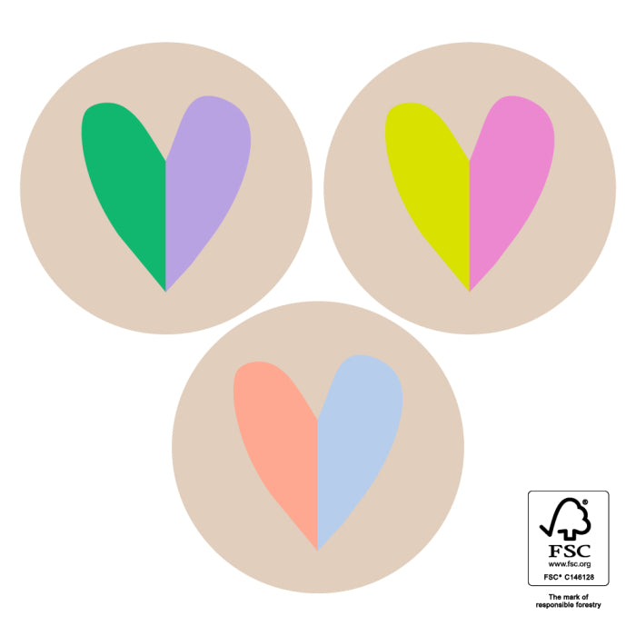Stickers hartjes tweekleurig
