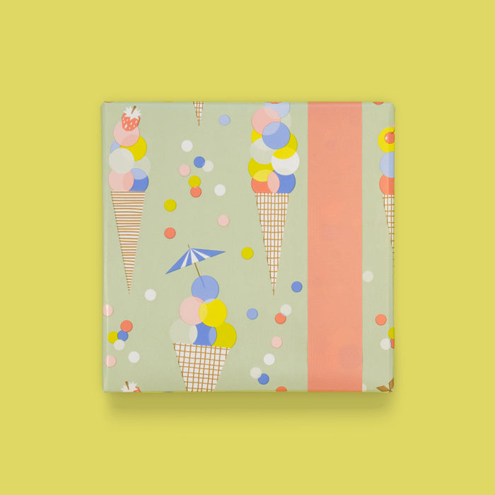 Inpakpapier helder roze met ijsjes