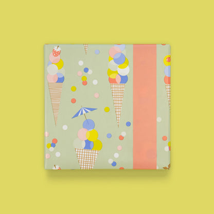 Inpakpapier helder roze met ijsjes