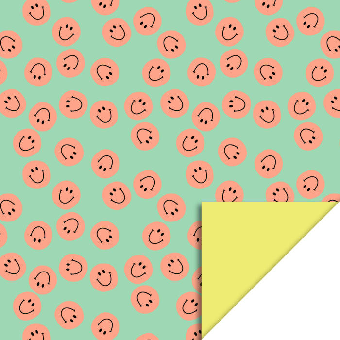 Inpakpapier geel met smileys