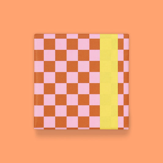 Inpakpapier geel met blokjes