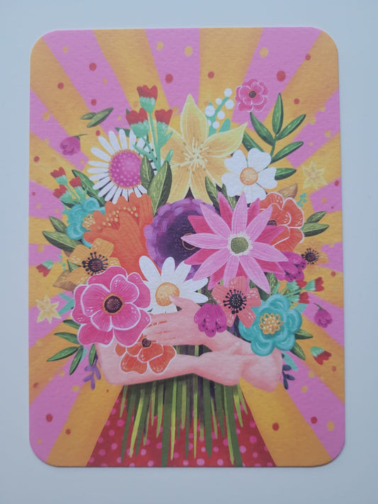 Bos bloemen oranje - roze