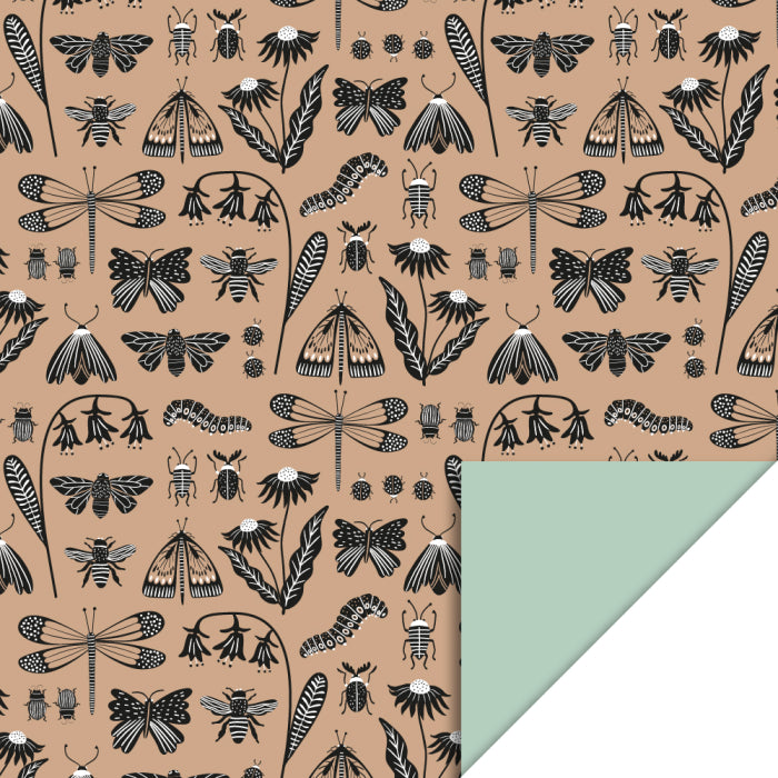 Inpakpapier pistache met insecten