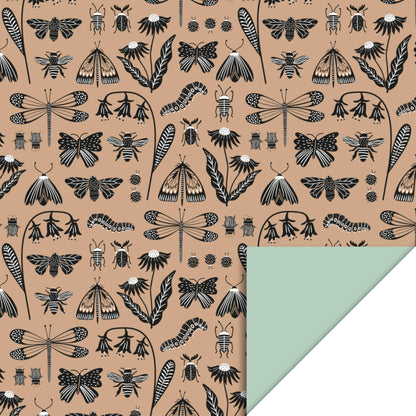 Inpakpapier pistache met insecten
