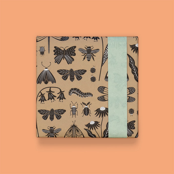 Inpakpapier pistache met insecten