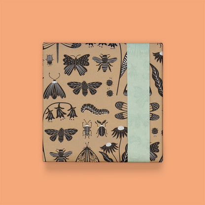Inpakpapier pistache met insecten