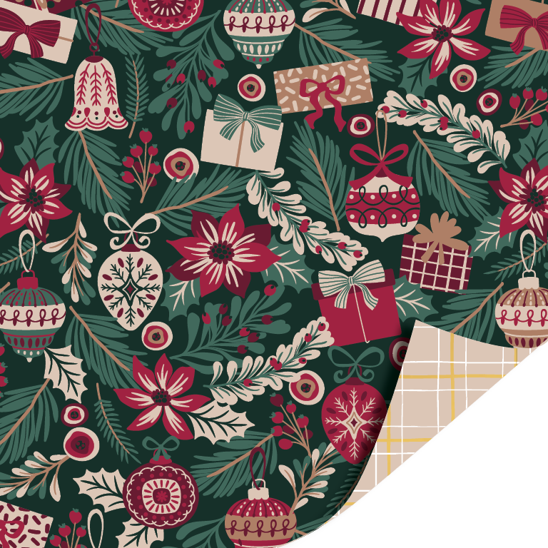 Inpakpapier Kerst klassiek donkergroen