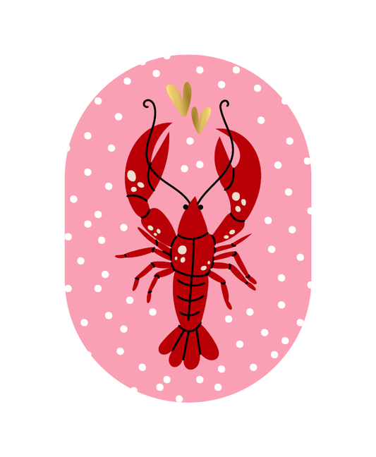 Wenskaart - Kreeft met hartjes