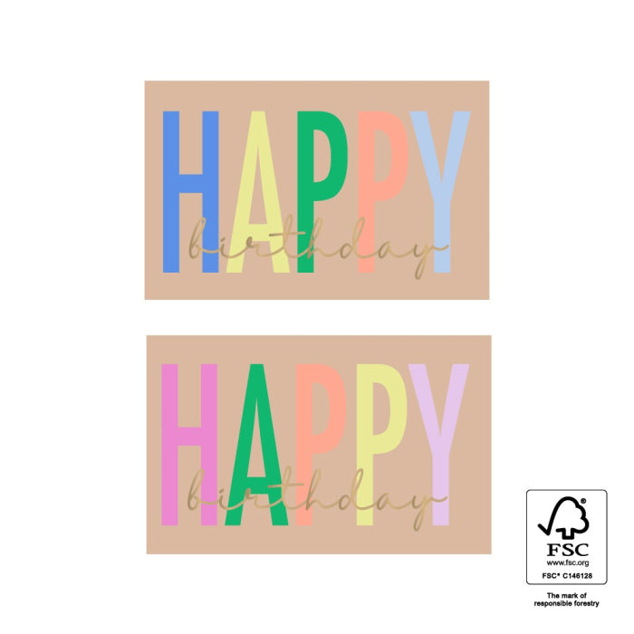 Sticker happy birthday goud